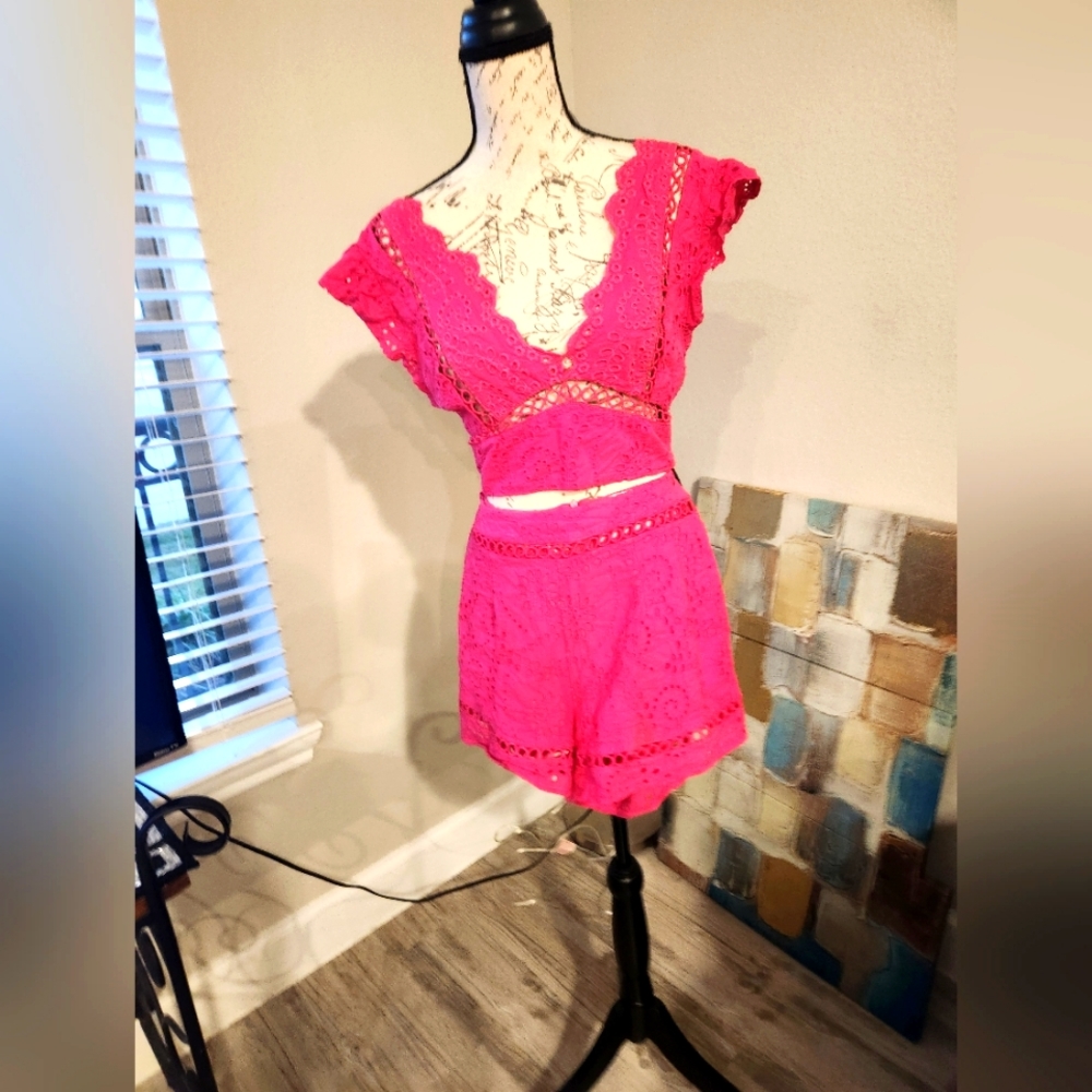 Pink 2 pieces lace